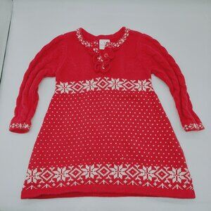 Hanna Andersson Sweater Dress Size 80 US 18 - 24 Red Ruffles Snowflake